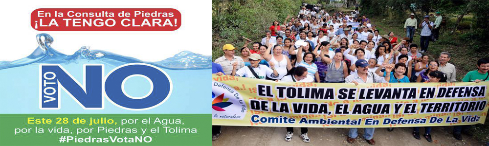 Consulta popular en Piedras-Tolima sobre Minería, domingo 28 de julio
