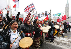 Los indígenas canadienses también salieron a la calle